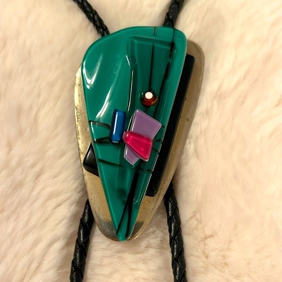 Vintage Silver and glass bolo tie bought in Santa Fe
